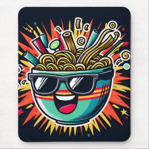 Lustige süße Nudel-Cartoon-Ramen-Schüssel Mousepad
