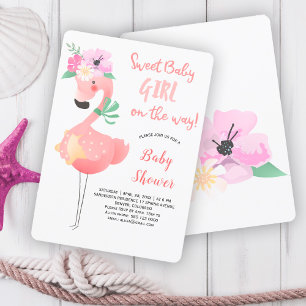 Lustige süße rosa Flamingo Blumen Baby Shower Part Einladung