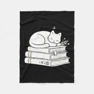 Lustige süße schlafende Katze und Bücher gemütlich Fleecedecke