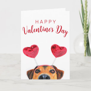 Lustige süße Valentinstag-Hunde-Herz-Stirnband Karte