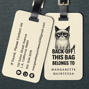 Lustige Süße Wütende Katze Fette Typografie Humor Gepäckanhänger