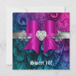 Lustige Sweet 16 Party Einladung Pfau Bogen Rosa S