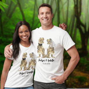 Lustige T-Rex Braut & Bräutigam Dinosaurier Hochze T-Shirt