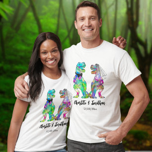 Lustige T-Rex Braut & Bräutigam Dinosaurier Hochze T-Shirt