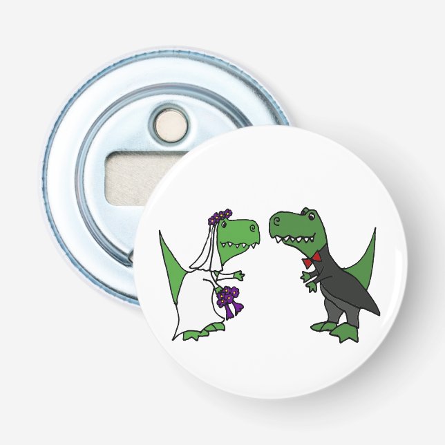 Lustige T-rex Dinosaurier Braut und Flaschenöffner (Vorderseite)