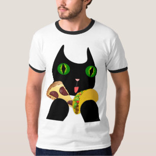 LUSTIGE T-SHIRTS MIT TACO UND PIZZA-KATZE