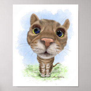 Lustige Tabby-Katze Cartoon Poster