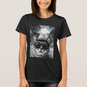 Lustige Tabby-Katze Selfie Katze Sommerferien T-Shirt