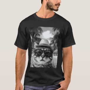 Lustige Tabby-Katze Selfie Katze Sommerurlaub T-Shirt