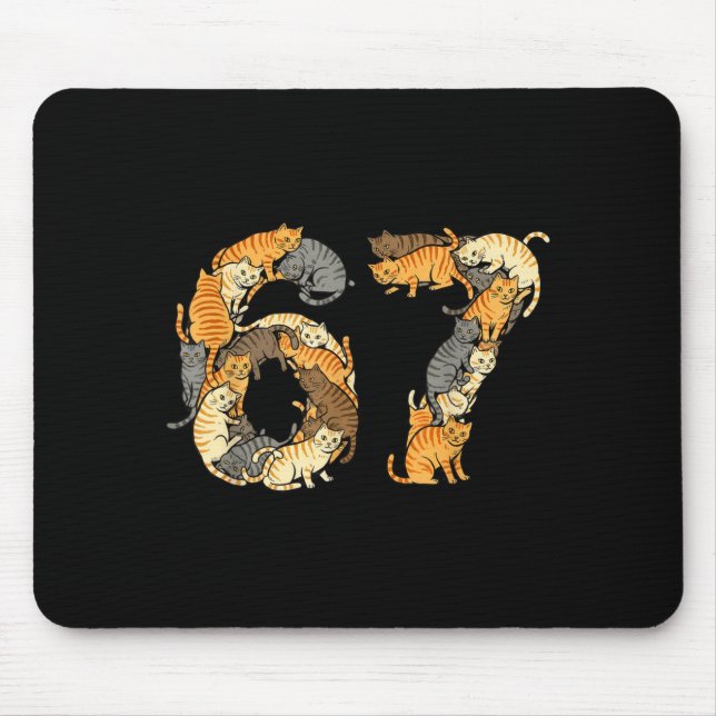Lustige Tabby-Katzen 6 7 Meme Sechs Sieben Liebe A Mousepad (Vorne)
