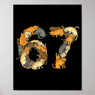Lustige Tabby-Katzen 6 7 Meme Sechs Sieben Liebe A Poster