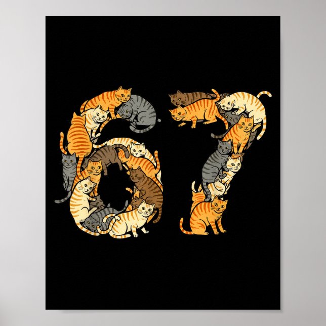 Lustige Tabby-Katzen 6 7 Meme Sechs Sieben Liebe A Poster (Vorne)