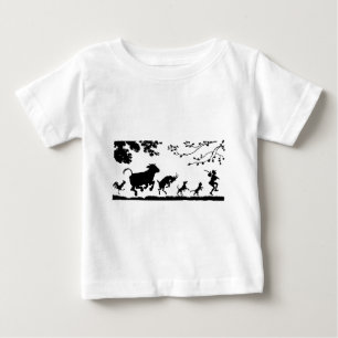 Lustige Tanzen-Tier-Kuh-Huhn-Ziegen-Silhouette Baby T-shirt