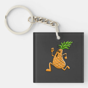 Lustige tanzende Ananas-Cartoonfigur Schlüsselanhänger
