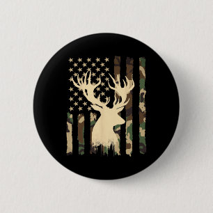Lustige Tarnung Usa-Flagge Weißwedelhirsch Jagd Button