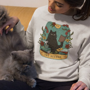 Lustige Tarotkarte Katze 'The Reader' Sweatshirt