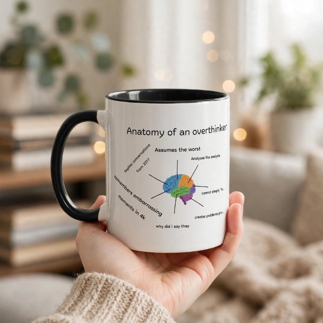 LUSTIGE TASSE (Anatomy of an Overthinker 🧠☕️
Assumes the worst, analyzes the analysis 😂)