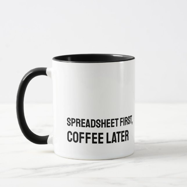 Lustige Tasse für Buchhalter Tabellenkalkulation (Links)