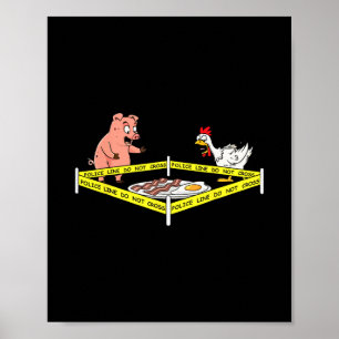 Lustige Tatort Con Ei Schwein Huhn Essen Dankfest Poster