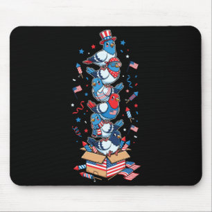 Lustige Taube Amerikanische USA-Flagge Memorial Da Mousepad