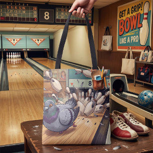 Lustige Tauben-Bowling-Strike-Cartoon-Kunst