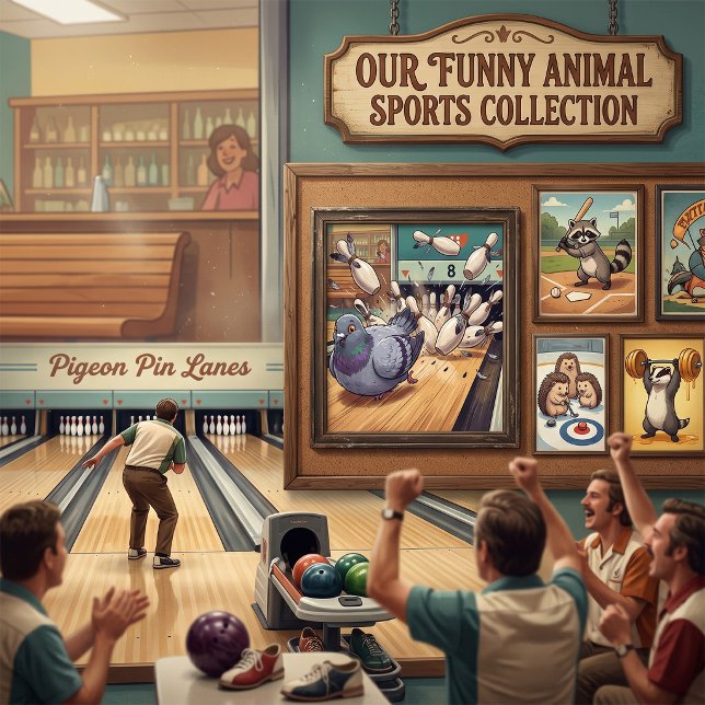 Lustige Tauben-Bowling-Strike-Cartoon-Kunst Poster (Von Creator hochgeladen)
