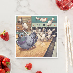 Lustige Tauben-Bowling-Strike-Cartoon-Kunst Serviette