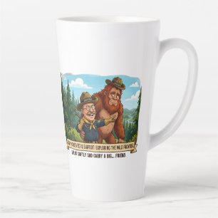Lustige Teddy Roosevelt und Bigfoot Karikatur - Na Milchtasse