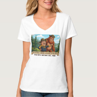 Lustige Teddy-Roosevelt- und Bigfoot-Karrikatur - T-Shirt
