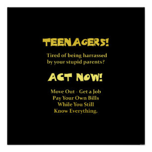 Lustige Teenager handeln jetzt Witze Poster