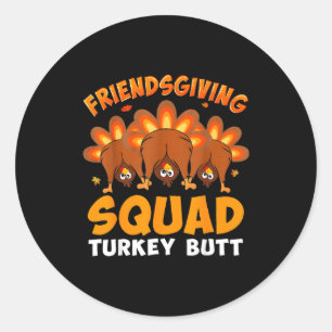 Lustige Thanksgiving Friendsgiving-Truppe Truthahn Runder Aufkleber