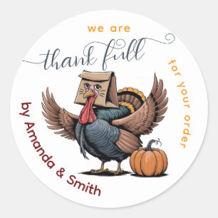 lustige Thanksgiving-Geschäftsaufkleber für Kunden Runder Aufkleber