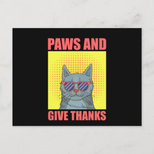 Lustige Thanksgiving-Katzenpfoten und Dankeschön Postkarte