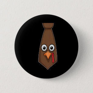 Lustige Thanksgiving-Krawatte mit Truthahn für Fam Button