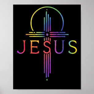 Lustige Tie Dye Jesus Christus Kreuz Christliches Poster