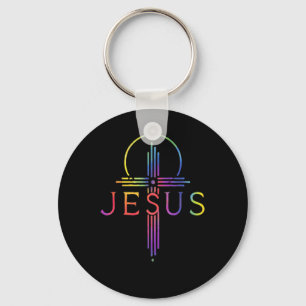 Lustige Tie Dye Jesus Christus Kreuz Christliches Schlüsselanhänger