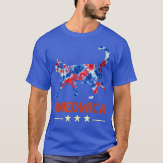 Lustige Tie Dye Meowica Katzenliebhaber 4. Juli Pa T-Shirt