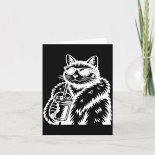 Lustige Tier-Meme: Katze trinkt Eiskaffee Karte