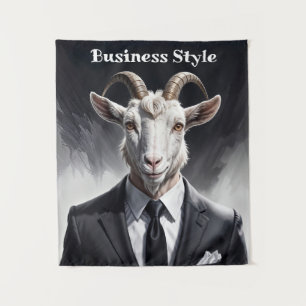 Lustige Tierchef-Surreal-Goat-Figur im Anzug Wandteppich