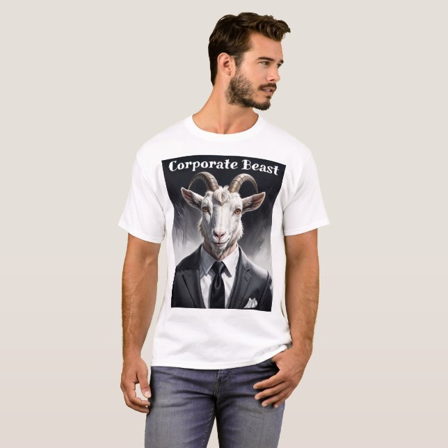 Lustige Tierchef-Surreal-Ziegenfigur T-Shirt (Vorne ganz)