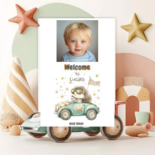 Lustige Tiere Rennwagen 2. Geburtstags Willkommen Poster