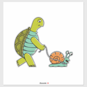 Lustige Tiere Schildkröte Und Schnecke Aufkleber