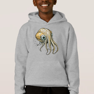 Lustige Tintenfisch-Linienkunst Hoodie