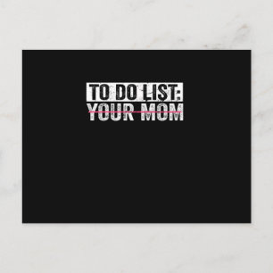Lustige To-Do-Liste für deine Mutter Sarkasmus Sar Ankündigungspostkarte