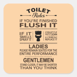 Lustige Toilettenregeln Badezimmer Toiletten Humor Quadratischer Aufkleber