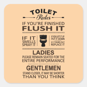 Lustige Toilettenregeln Badezimmer Toiletten Humor Quadratischer Aufkleber