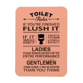 Lustige Toilettenregeln Badezimmer WC Humor Magnet