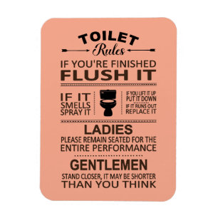 Lustige Toilettenregeln Badezimmer WC Humor Magnet