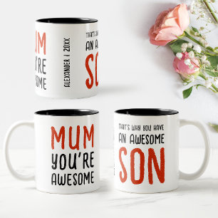 Lustige Toll Mutter Sohn Moderne Rote Schwarze Typ Zweifarbige Tasse
