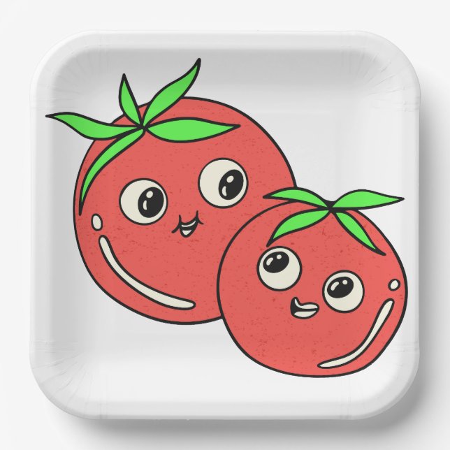 lustige Tomaten Pappteller (Vorderseite)